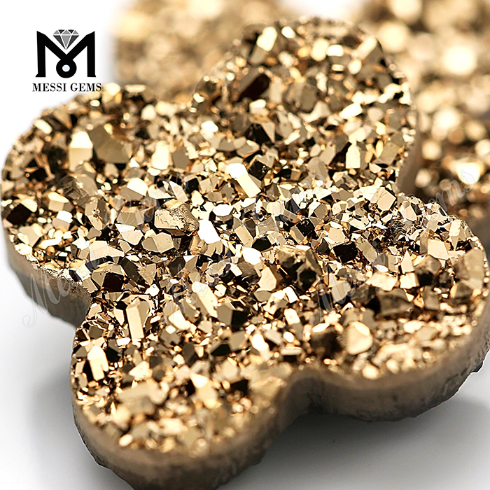 Pietre Druzy a forma di fiore in oro rosa per la creazione di gioielli, pietra d'agata Druzy