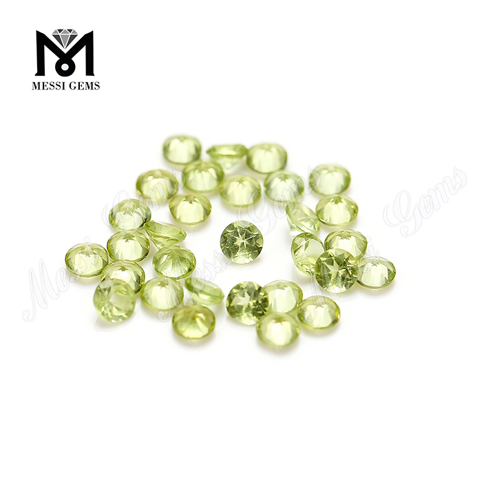 Pietre di peridoto naturali sciolte da 3,25 mm tagliate a macchina rotonde in Cina