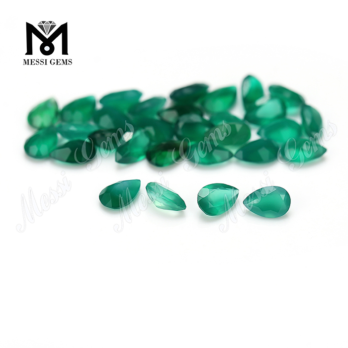 Agata naturale prezzo di fabbrica pietra agata verde a forma di pera per anello