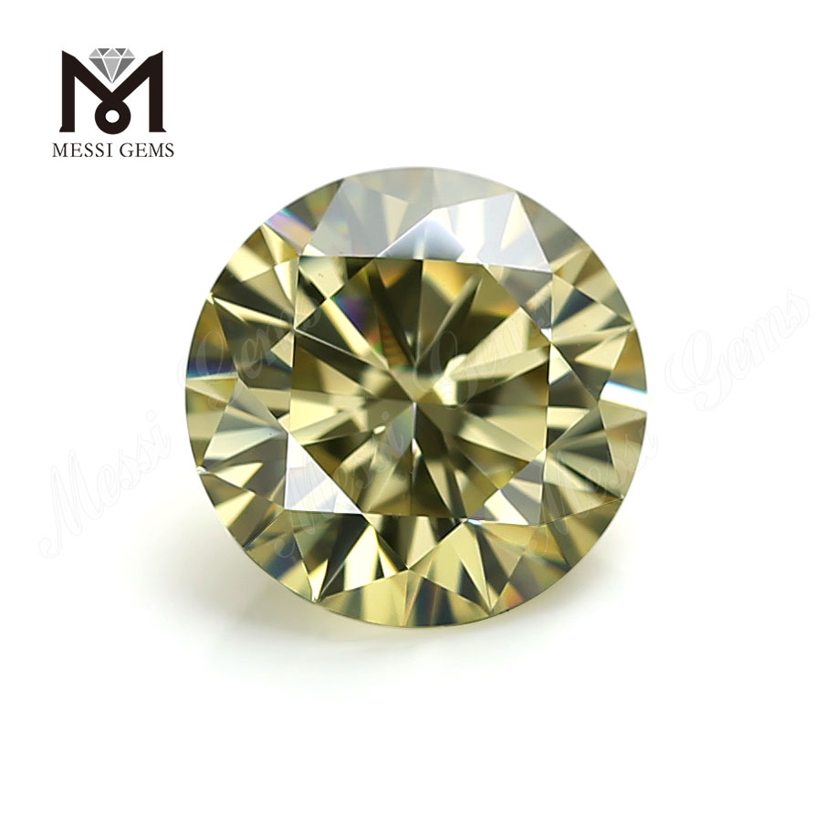 Prezzo di fabbrica moissanite diamante all'ingrosso 5mm brillante gemma gialla moissanite per anello