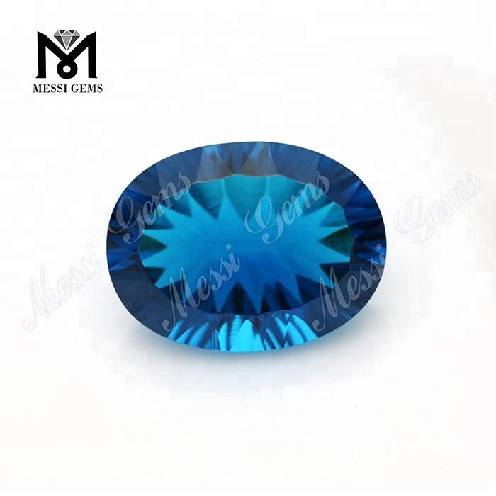 Pietra preziosa di vetro blu sintetica a taglio concavo all'ingrosso 15x20