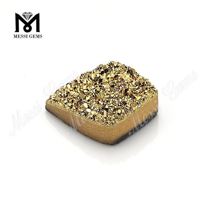 Pendente in Agata Druzy Naturale Cabochon in Oro 24K