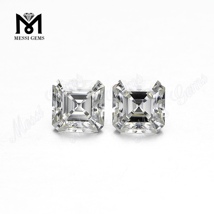 Pietra di diamante sintetica Moissanite bianca con taglio Asscher da 1 carato