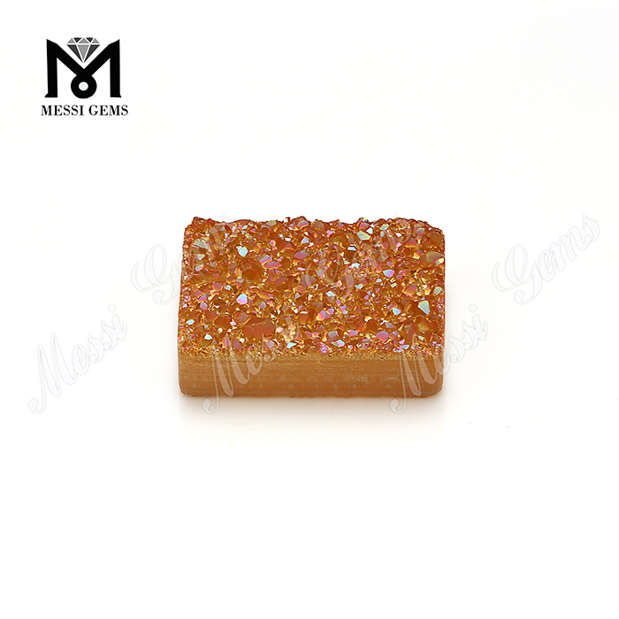Pietra Druzy placcata baguette in pietra agata color ambra all'ingrosso