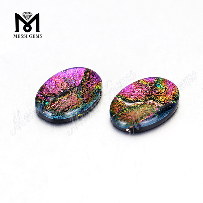 Pietra di ammolite di vetro cabochon ovale 10x12MM ammolite colorata