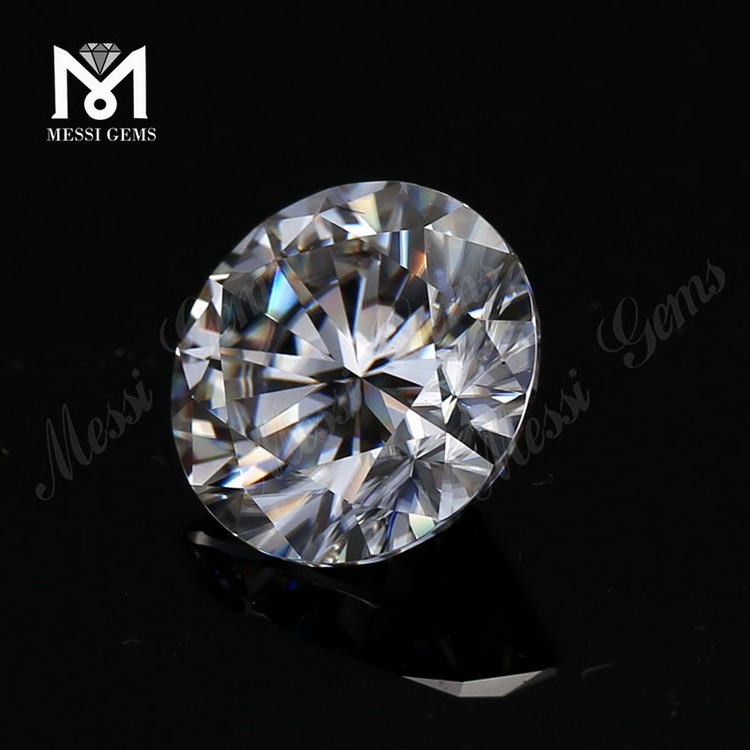 Solitario con diamante solitario in moissanite bianco sciolto rotondo DEF da 4 carati da 10 mm