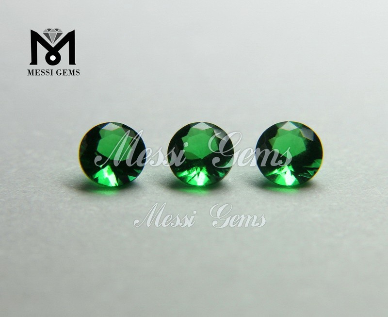 Prezzo di fabbrica Pietre di pasta di cristallo verde smeraldo rotonde da 3,75 mm di buona lucidatura