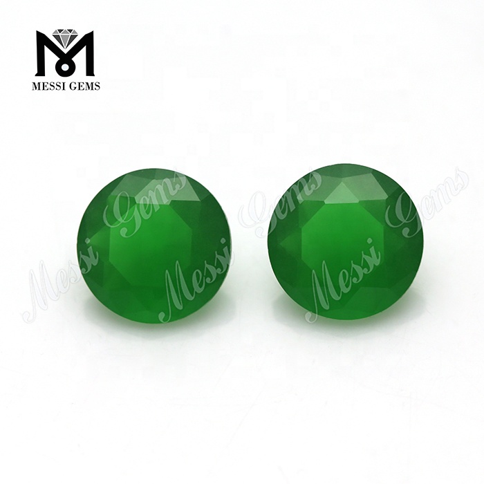 Perla di pietra preziosa allentata verde smeraldo rotonda da 7,0 mm tagliata a macchina all'ingrosso per gioielli
