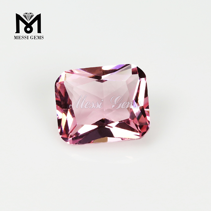 Pietra preziosa di vetro economica sfaccettata ottagonale di colore rosa 10x12mm