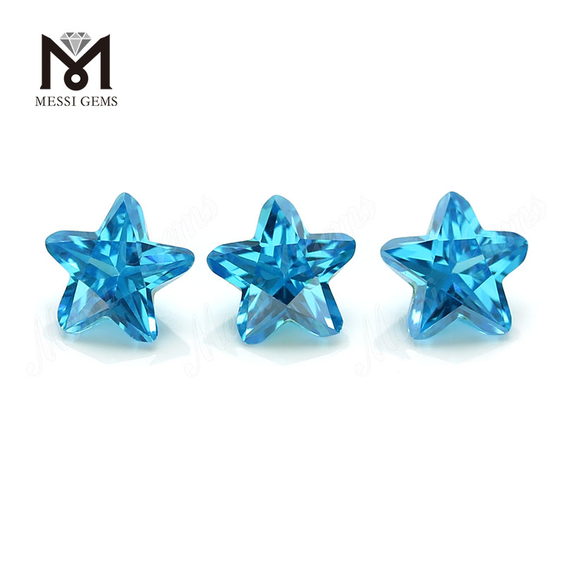 Wuzhou 7x7mm pietre sciolte a forma di stella blu acqua cz