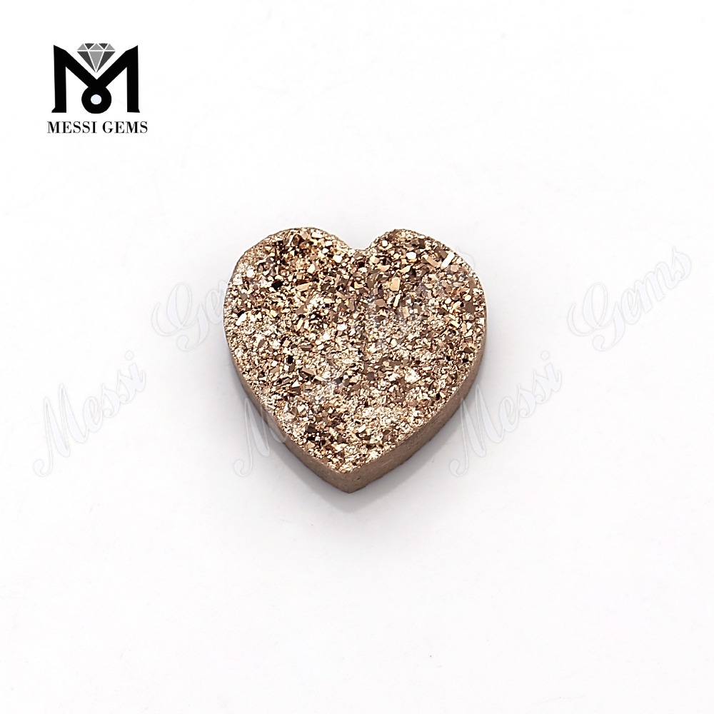 agata lucidata a forma di cuore drusy rose gold druzy