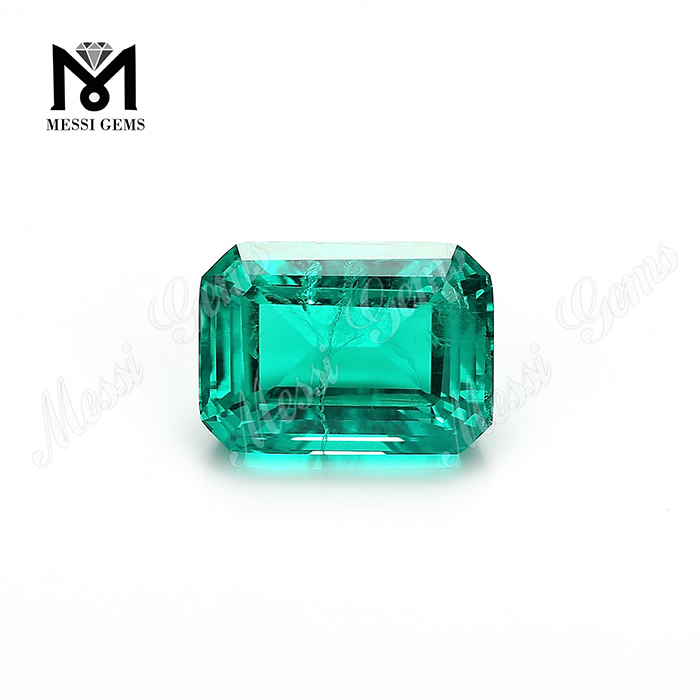 Pietra preziosa ad anello con smeraldo colombiano sintetico taglio smeraldo