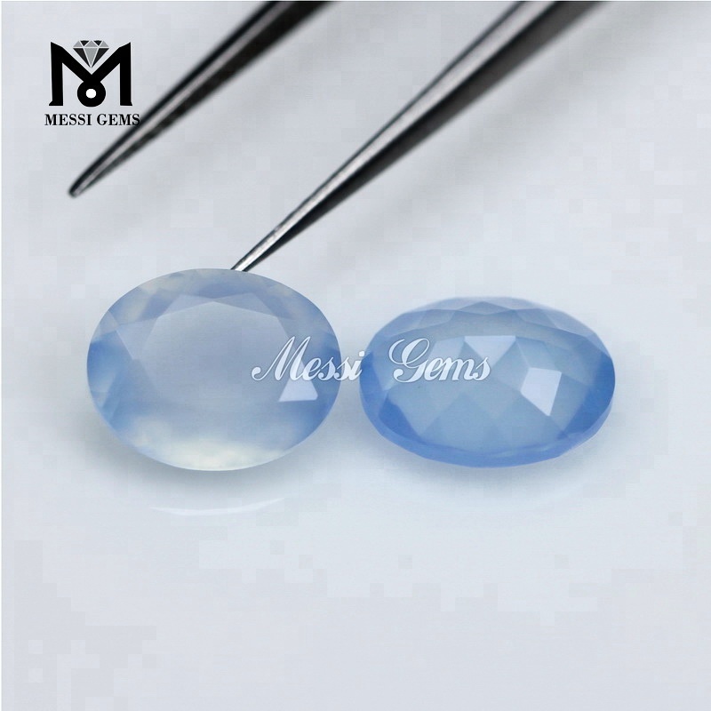 Pietra di calcedonio naturale blu ovale da 8 x 10 mm all'ingrosso