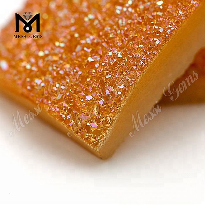 Prezzo della pietra druzy naturale del cabochon druzy dell'ambra del taglio quadrato della fabbrica all'ingrosso
