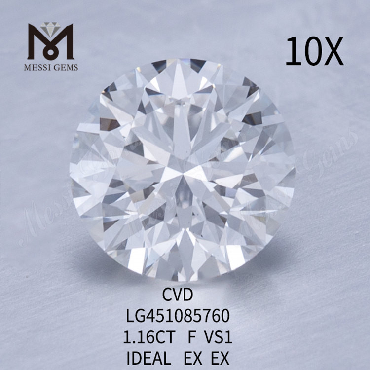 CVD Diamanti da laboratorio rotondi 1.16ct F VS1 IDEAL Cut