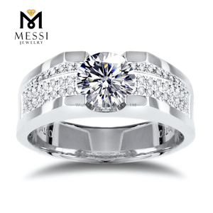 Gioielli da uomo per fedi nuziali con diamanti moissanite DEF in oro bianco 14k 18k