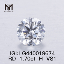 1.70 carati H VS1 IDEAL Diamante rotondo coltivato in laboratorio