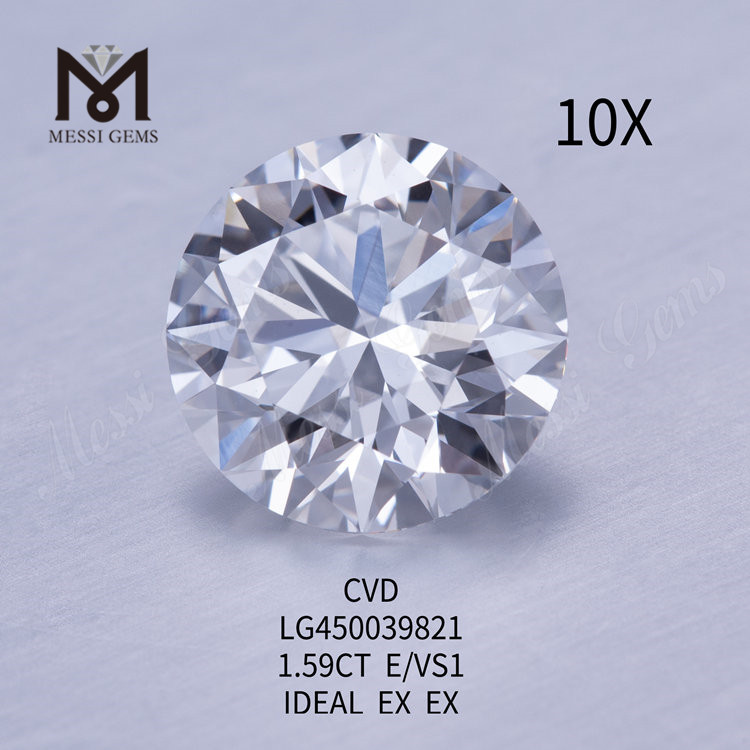 Il laboratorio IDEL CUT rotondo da 1,59 carati E VS1 ha creato il diamante CVD