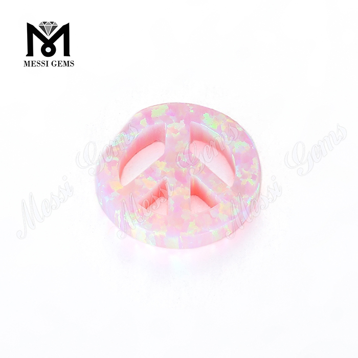 pietre preziose a forma di pace a forma di pietre opali sintetiche cabochon di colore rosa
