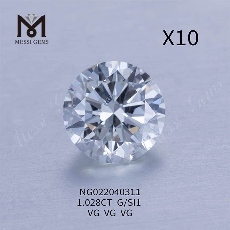 G 1.028ct SI1 bianco Lab Grown Diamond pietra rotonda EX CUT