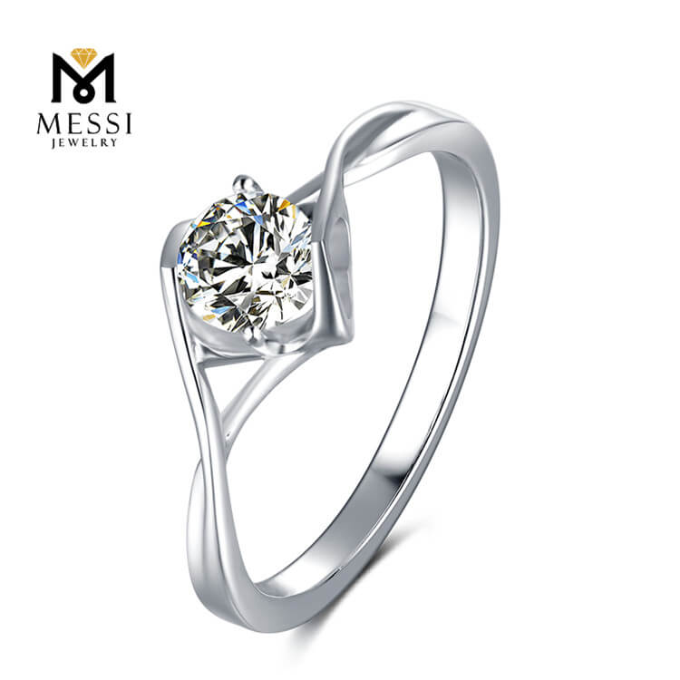 Anello da donna in argento sterling 925 placcato oro moissanite da 1 carato DEF