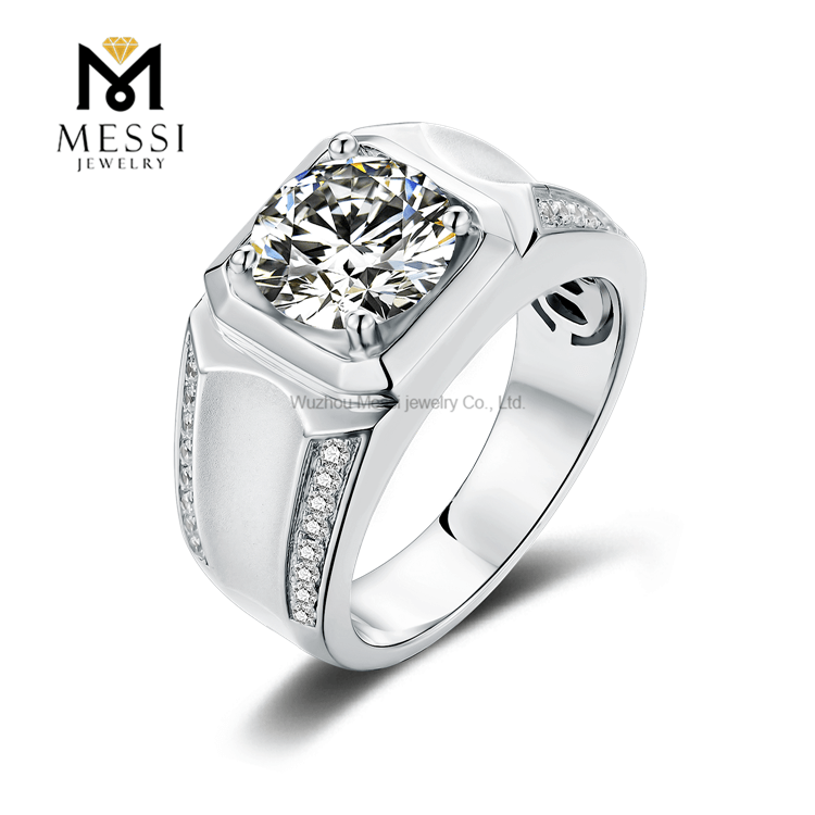 Anelli in argento placcato oro bianco 14 carati 18 carati Anello moissanite da 9 mm 3 ct per uomo