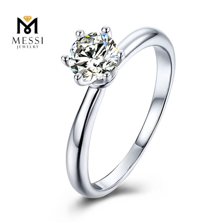Argento Sterling 925 Anello Gioielli Placcatura Oro 14k Regalo Donna 1ct Anello di Diamanti Moissanite