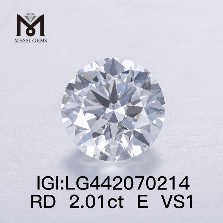 2,01 carati E VS1 Diamante rotondo coltivato in laboratorio EX
