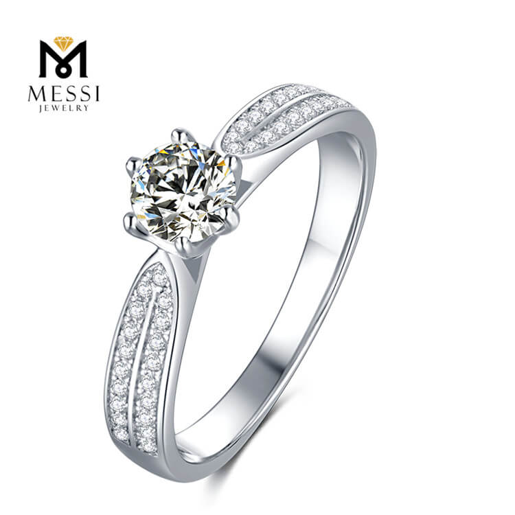 Anello in argento 925 placcato oro 1 carato DEF Moissanite per gioielli per matrimonio