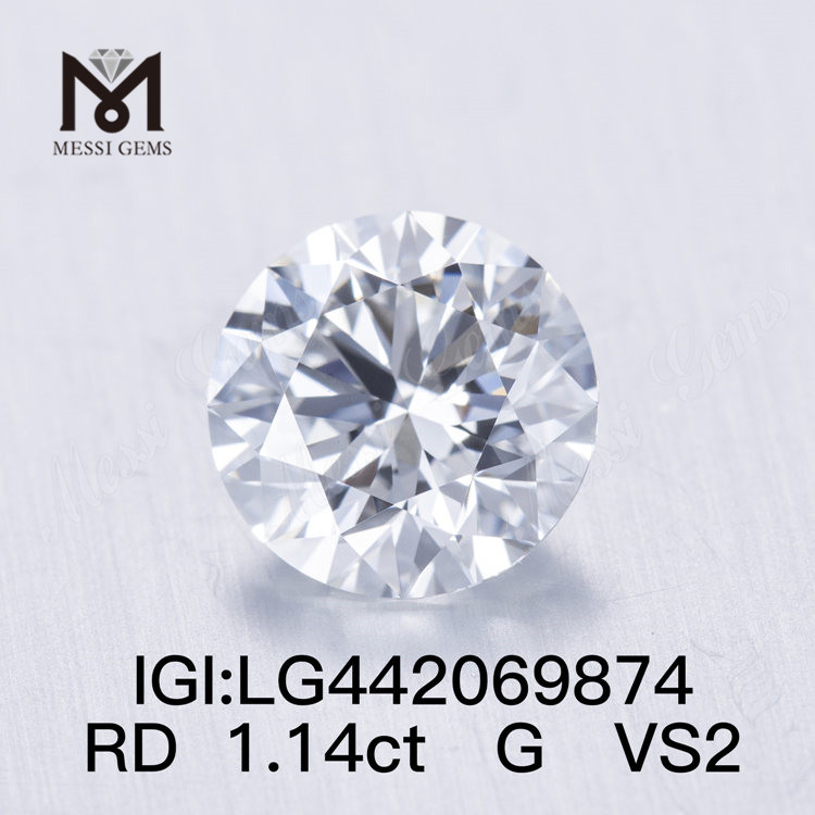 1.14 ct G VS2 IDEAL Diamante rotondo BRILLANTE coltivato in laboratorio