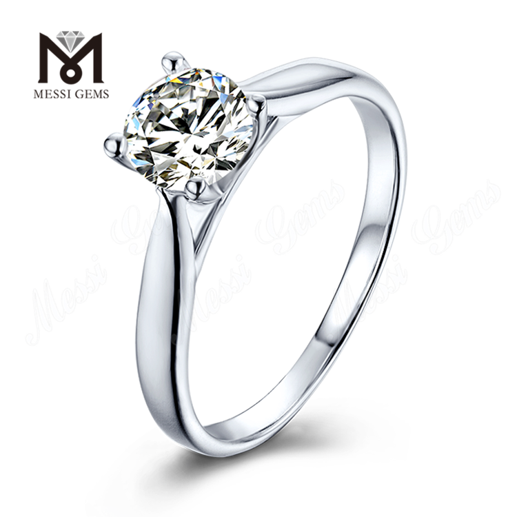 Anello in argento sterling 925 con diamante moissanite da 1 carati solitario Messi Gems