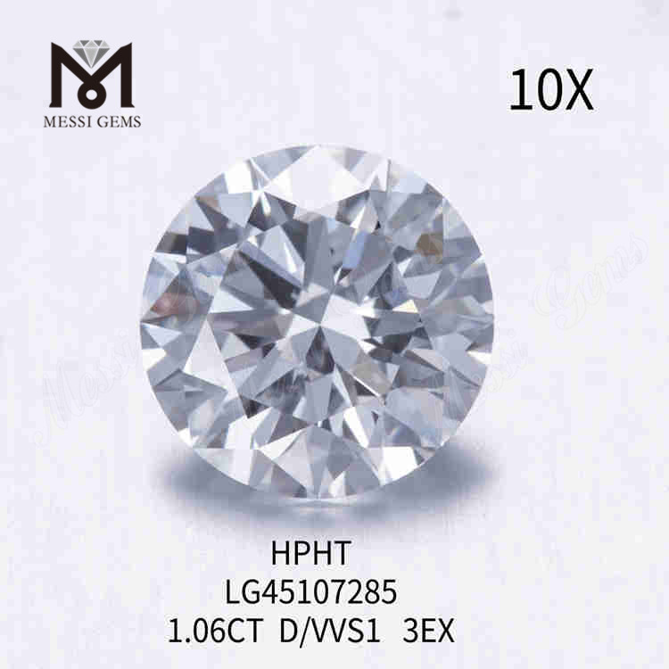 Diamante bianco coltivato in laboratorio D/VVS1 RD da 1,06 ct 3EX