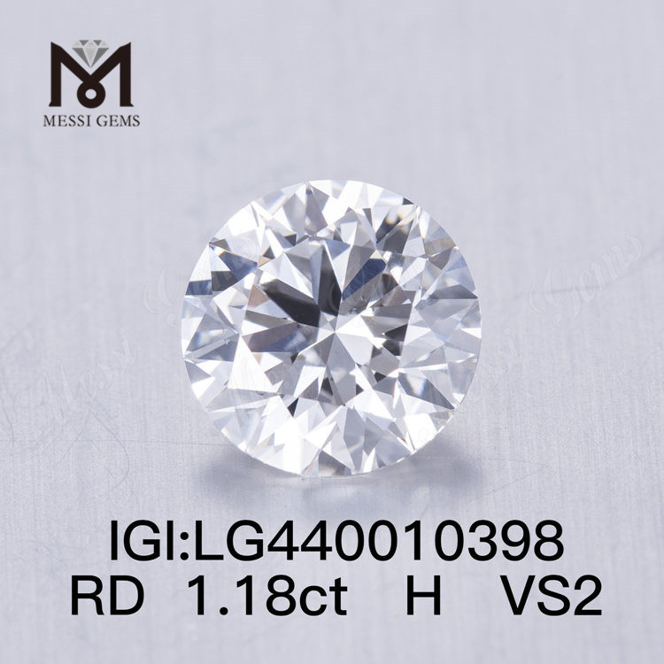 Diamante coltivato in laboratorio H VS2 3EX da 1,18 carati Rotondo