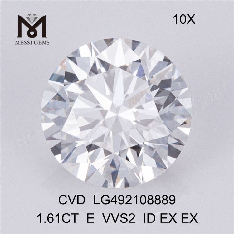 1.61ct E cvd lab diamond vvs round EX lab diamond in vendita