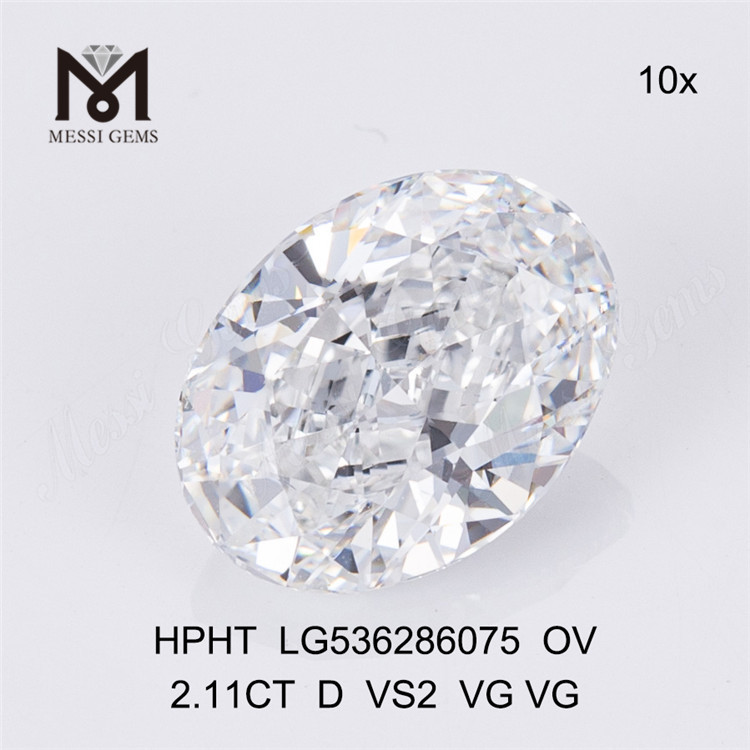 2.11ct D HPHT lab diamonds oval hpht man made diamonds prezzo all'ingrosso