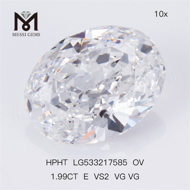 1.99CT E VS2 VG VG OVAL diamante coltivato in laboratorio HPHT