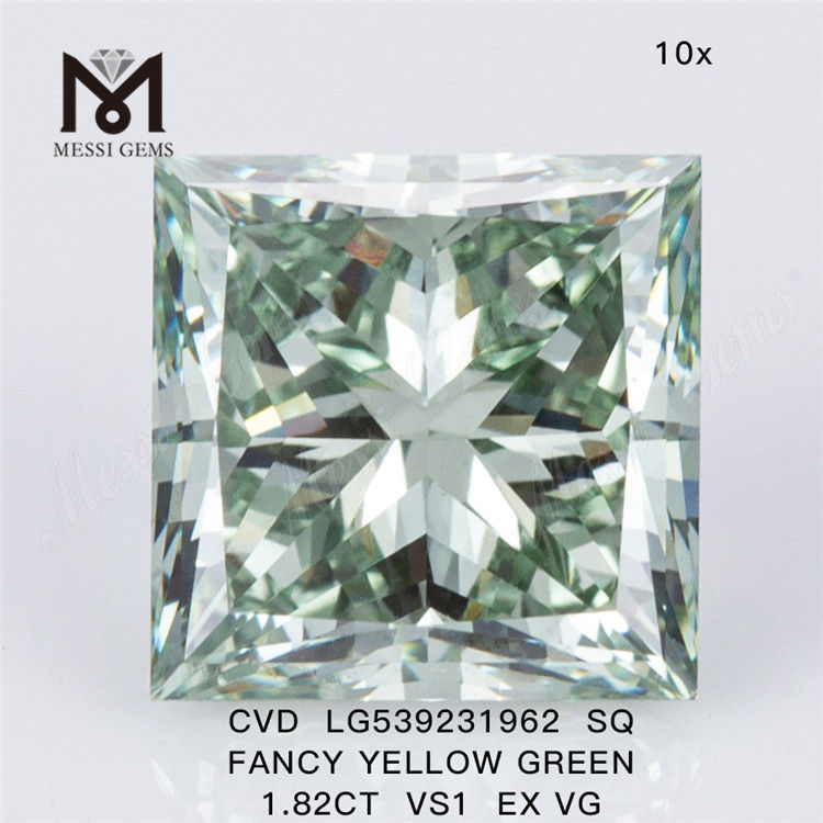 Il miglior diamante da laboratorio sciolto da 1,82 carati SQ Prezzo di fabbrica di costo del diamante da laboratorio verde giallo fantasia