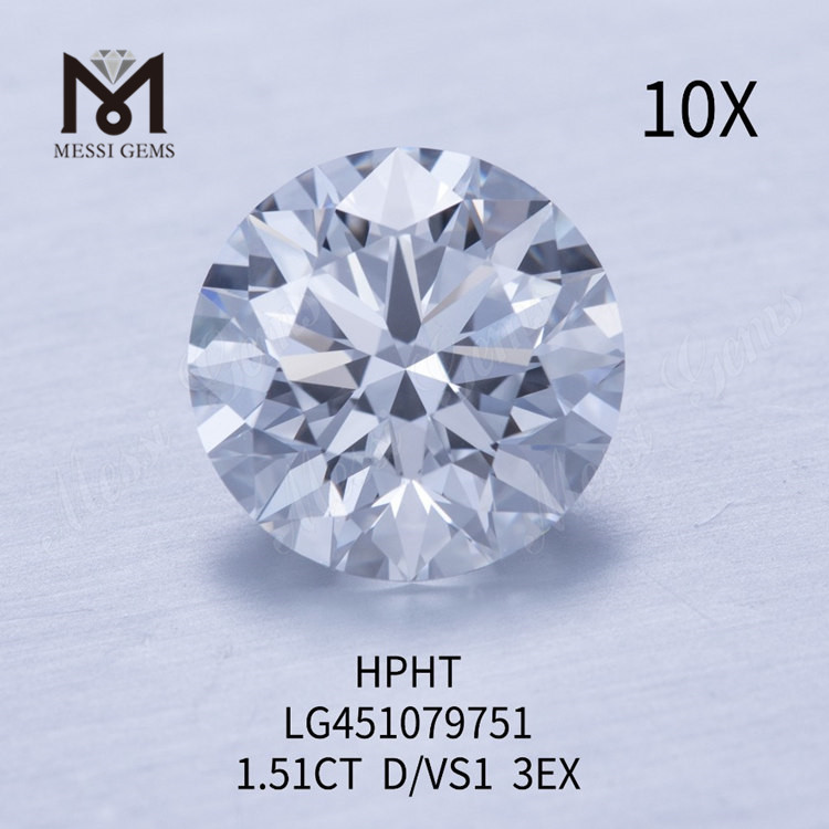 Diamanti da laboratorio HPHT tondi BRILLIANT VS1 da 1,51 carati D