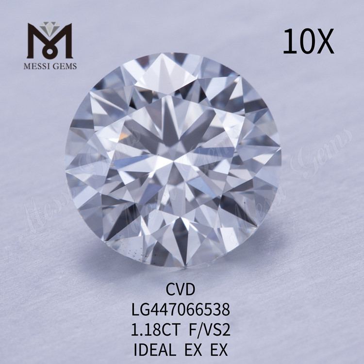 1.18 carati F VS2 Rotondi BRILLIANT IDEAL Diamanti da laboratorio con taglio CVD