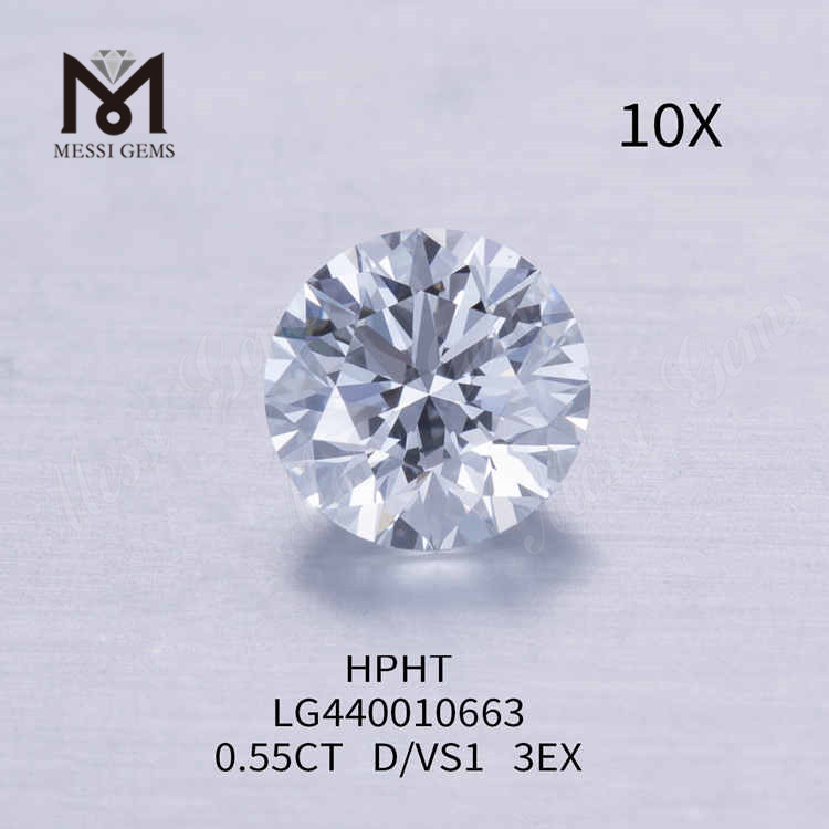 0.55CT D/VS1 diamante da laboratorio taglio rotondo 3EX