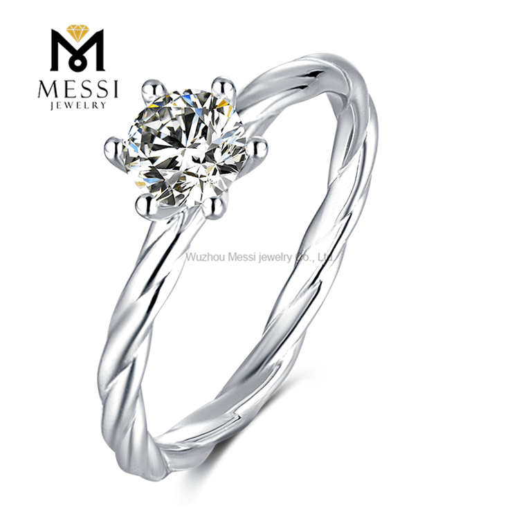 Anello in argento sterling 925 con diamanti moissanite da 2 ct Anello per matrimonio