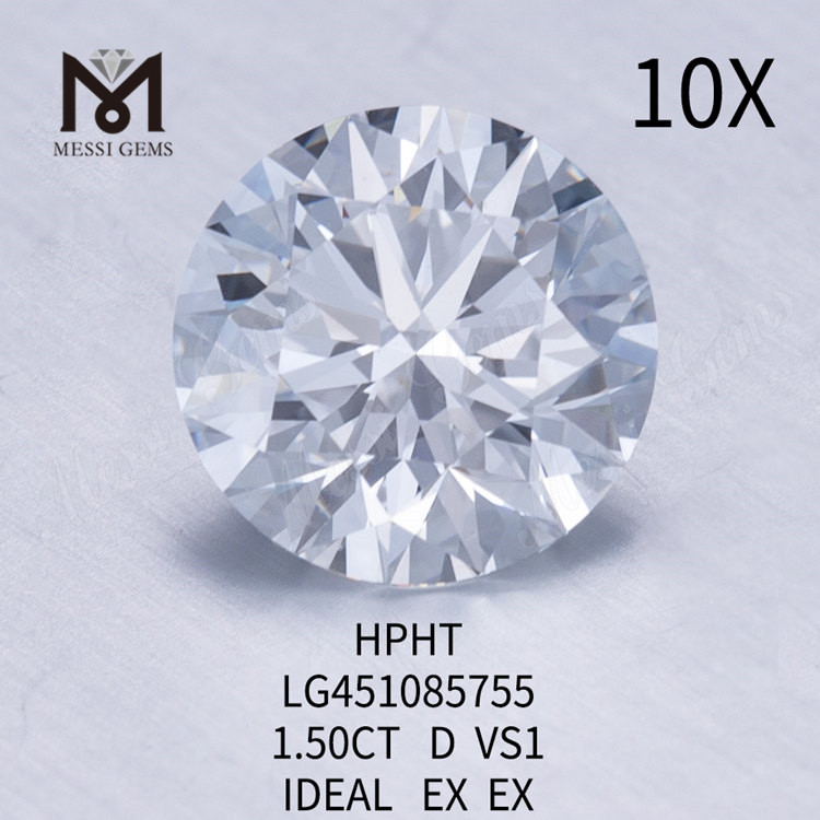 Diamante coltivato in laboratorio D VS1 RD da 1,50 ct Taglio IDEALE