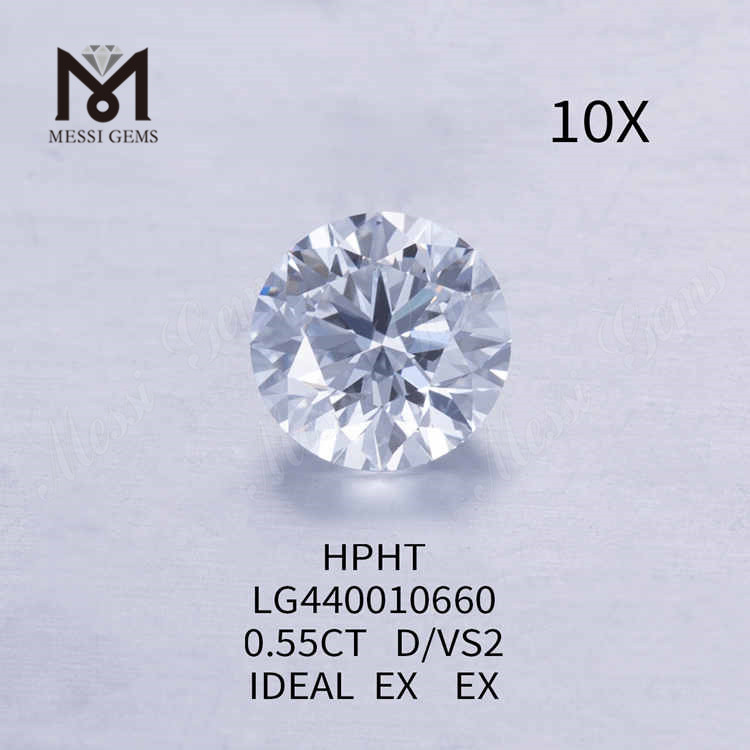 Diamante rotondo coltivato in laboratorio da 0,55 CT D/VS2 IDEALE