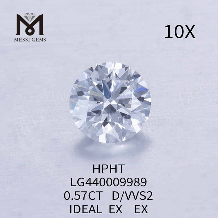 Diamante rotondo coltivato in laboratorio da 0,57 CT D/VVS2 IDEALE