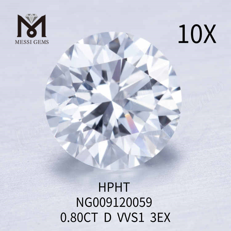 Diamante da laboratorio sciolto rotondo D bianco da 0,80 CT VVS1 3EX