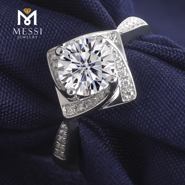 2021 Fede nuziale da donna in oro bianco 18 carati con moissanite da 1 carato