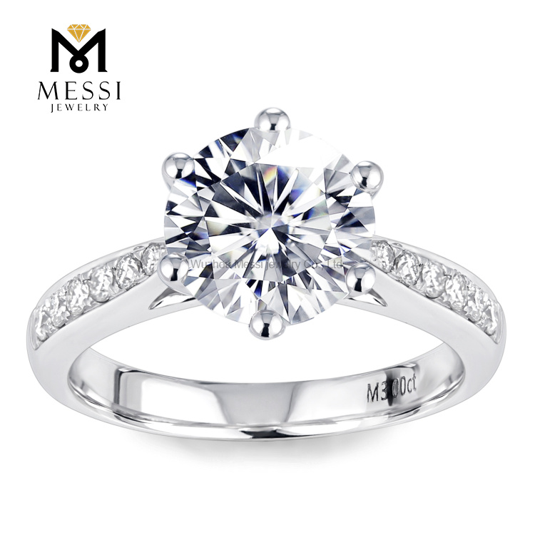 Anello da sposa in oro bianco moissanite 3 carati da donna