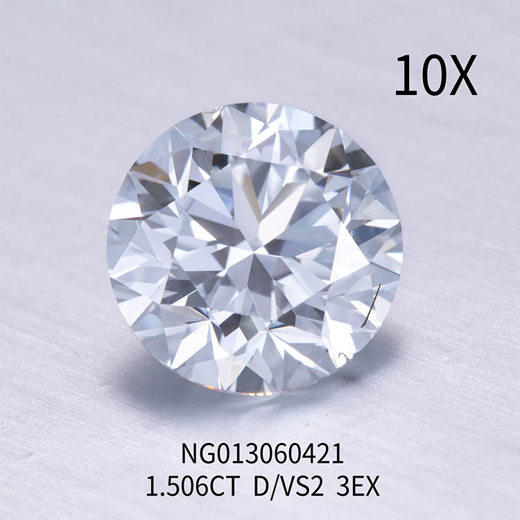 Pietra rotonda bianca Lab Grown Diamond 1.506ct VS2 D Color