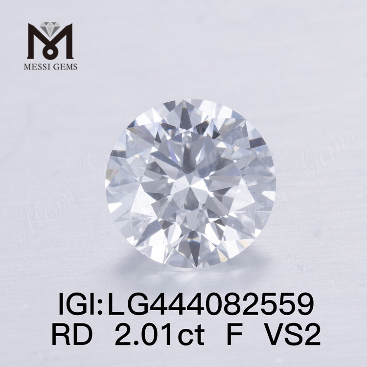 Diamanti da laboratorio tondi taglio F VS2 EX da 2,01 carati