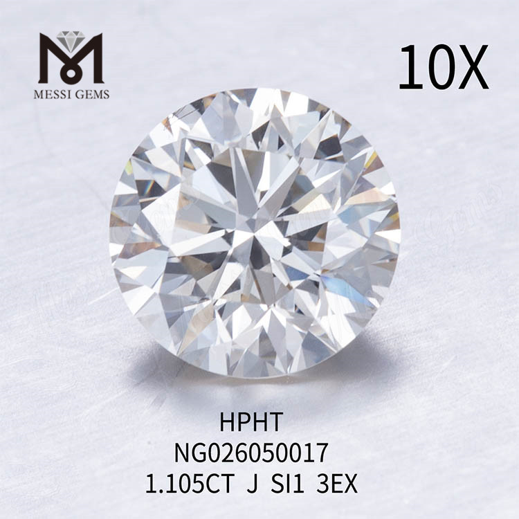 Diamanti coltivati ​​in laboratorio sfusi all'ingrosso rotondi 1,105 ct J colore SI1 EX